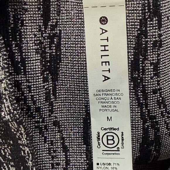 Athleta Aurora Shine Black and Silver Marble Swirl Athletic Tights Leggings - Picture 5 of 6